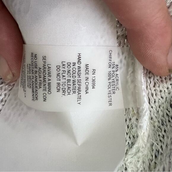 Sioni Floral Print Chiffon Knit Slouchy Sweater Coastal Boxy Long Sleeve Size M - Picture 9 of 15